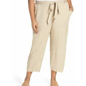 NWT Eileen Fisher Khaki Tan Tencel Linen Lantern Ankle Pant 1X